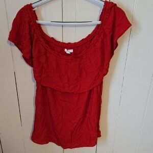 Maurices Red Ruffle Blouse Off The Shoulder